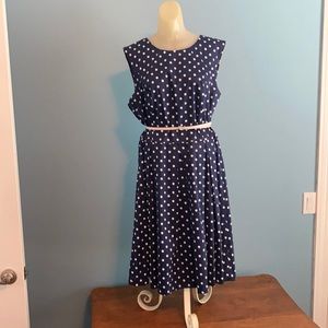 Liz Claiborne dress blue and white polkadot sz 16